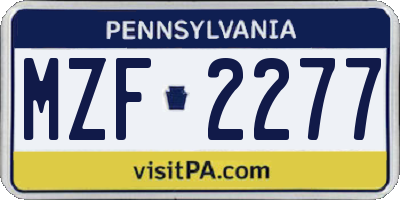 PA license plate MZF2277