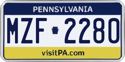 PA license plate MZF2280