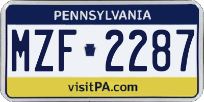 PA license plate MZF2287
