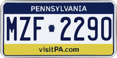 PA license plate MZF2290