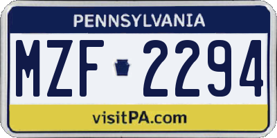 PA license plate MZF2294