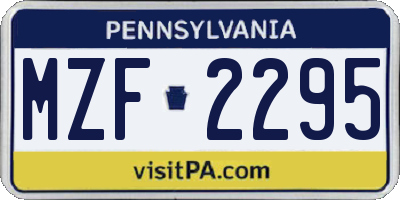 PA license plate MZF2295