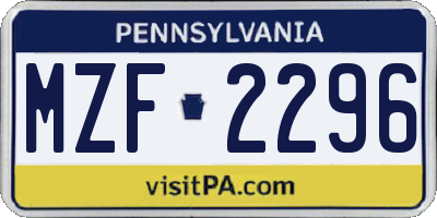 PA license plate MZF2296