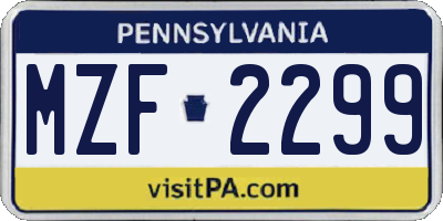 PA license plate MZF2299