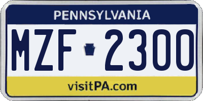 PA license plate MZF2300