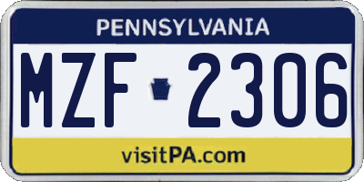 PA license plate MZF2306