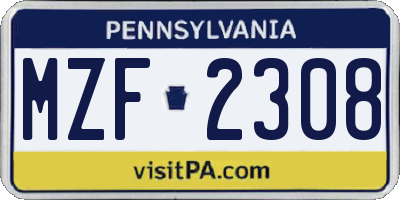 PA license plate MZF2308