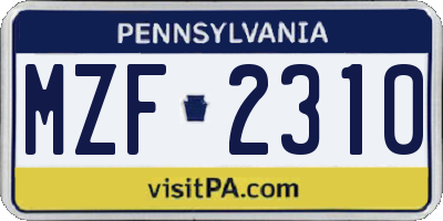 PA license plate MZF2310