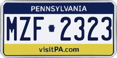 PA license plate MZF2323