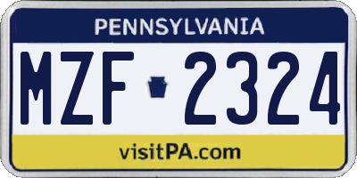 PA license plate MZF2324
