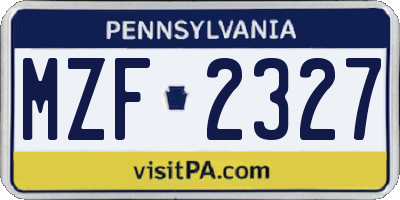 PA license plate MZF2327