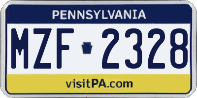 PA license plate MZF2328