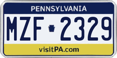 PA license plate MZF2329