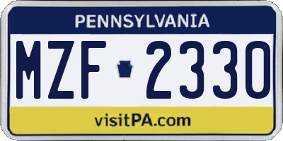 PA license plate MZF2330
