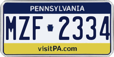 PA license plate MZF2334