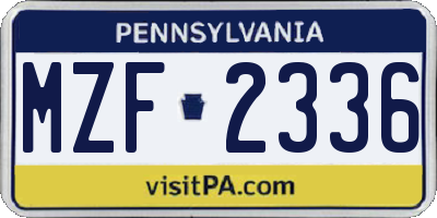 PA license plate MZF2336