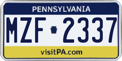 PA license plate MZF2337