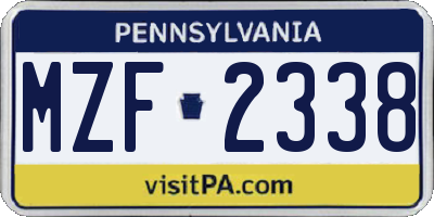 PA license plate MZF2338