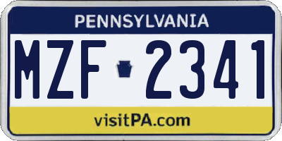 PA license plate MZF2341