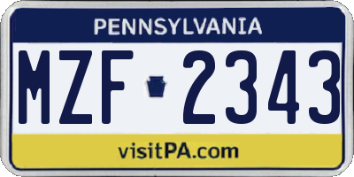 PA license plate MZF2343