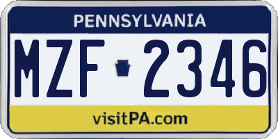 PA license plate MZF2346