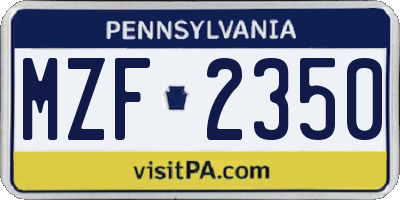 PA license plate MZF2350