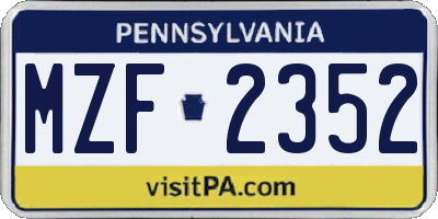 PA license plate MZF2352