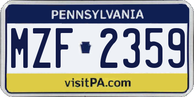 PA license plate MZF2359