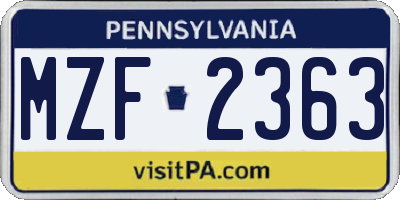 PA license plate MZF2363
