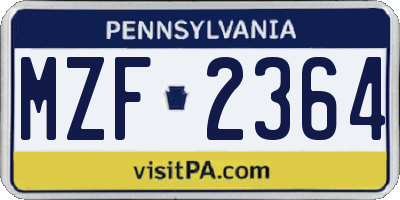 PA license plate MZF2364