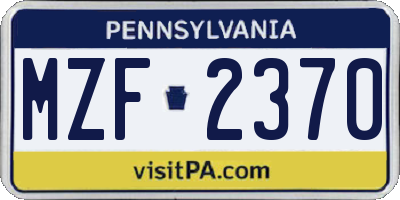 PA license plate MZF2370