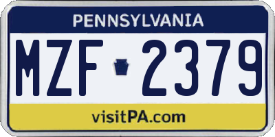 PA license plate MZF2379