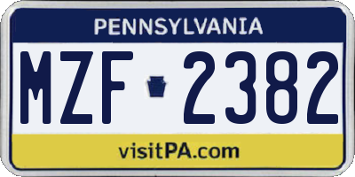 PA license plate MZF2382