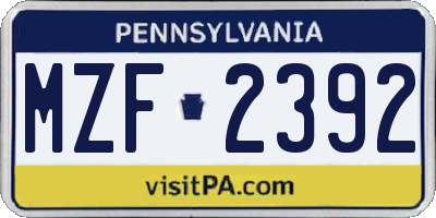 PA license plate MZF2392