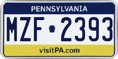 PA license plate MZF2393