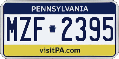 PA license plate MZF2395