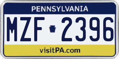 PA license plate MZF2396
