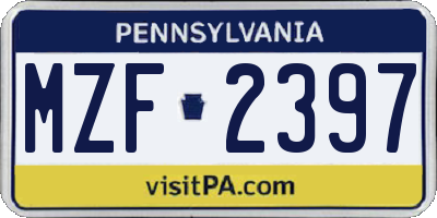PA license plate MZF2397
