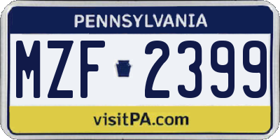 PA license plate MZF2399