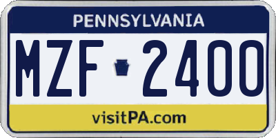 PA license plate MZF2400