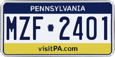 PA license plate MZF2401