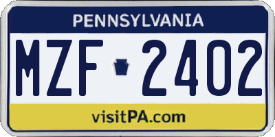 PA license plate MZF2402