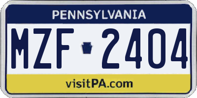 PA license plate MZF2404