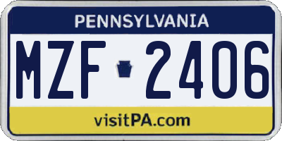 PA license plate MZF2406