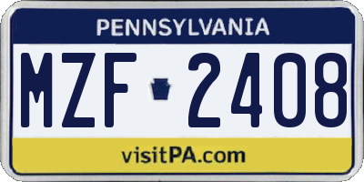 PA license plate MZF2408