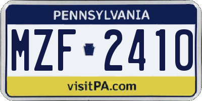 PA license plate MZF2410