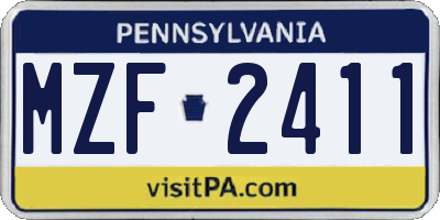 PA license plate MZF2411