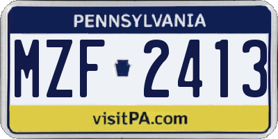 PA license plate MZF2413