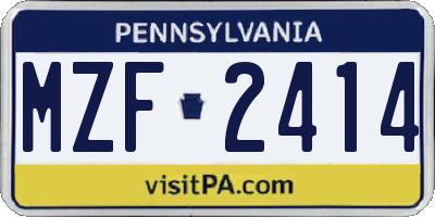 PA license plate MZF2414