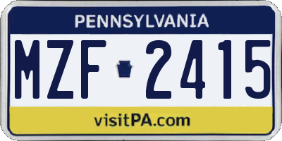 PA license plate MZF2415